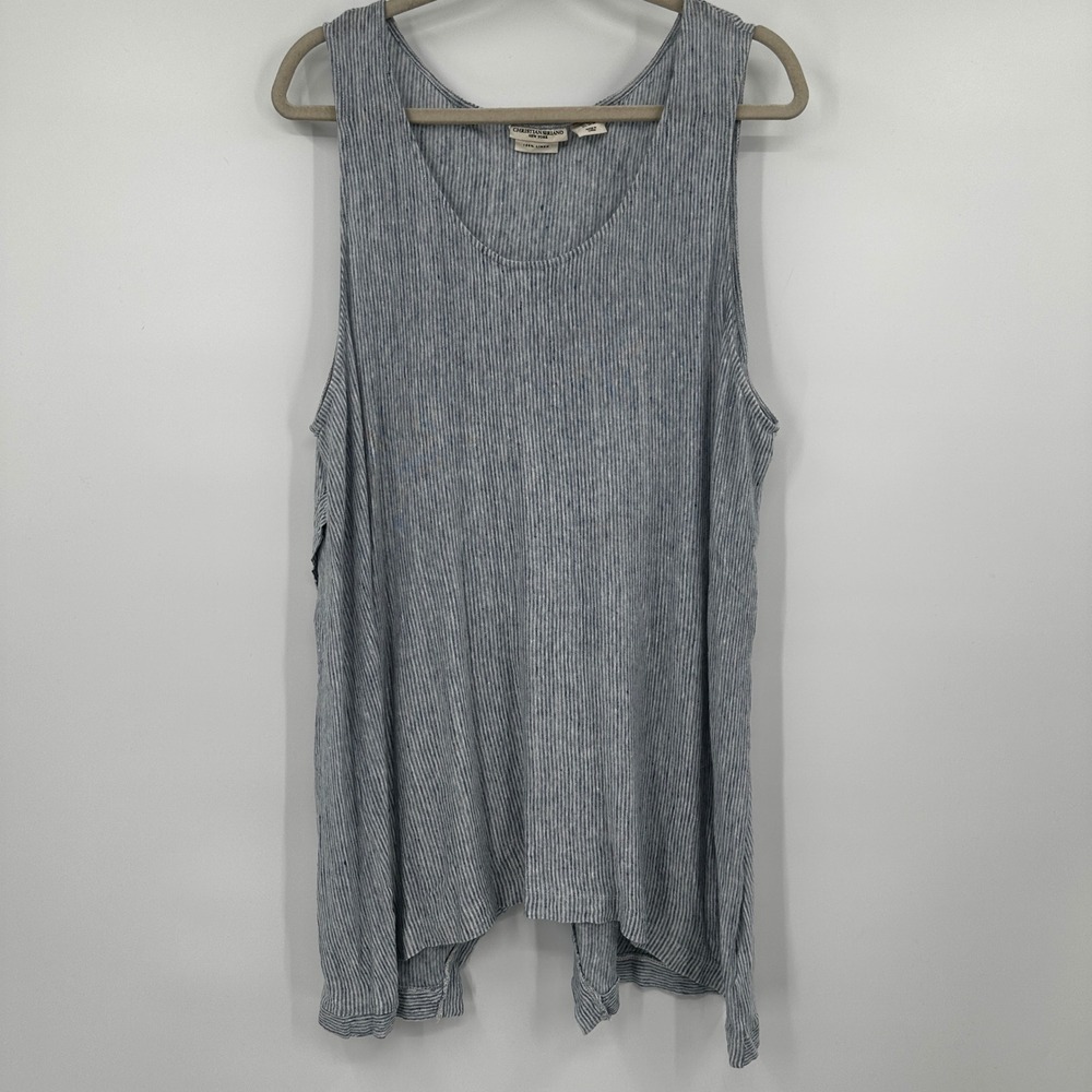 Christian Siriano New York‎ Linen Pinstripe Tank Top Women's 3X